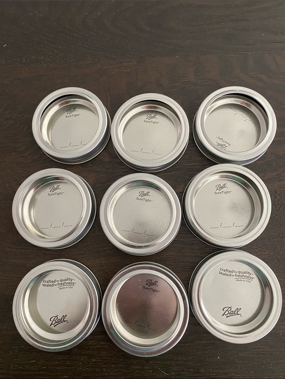 Small Ball Sure Tight Mason lids-set of  9